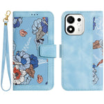 For Honor 600 Smart 5G / X7e Plus 5G Case PU Leather Floral Phone Cover with Card Slots and Wrist Strap