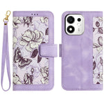 For Honor 600 Smart 5G / X7e Plus 5G Case PU Leather Floral Phone Cover with Card Slots and Wrist Strap