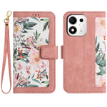 For Honor 600 Smart 5G / X7e Plus 5G Case PU Leather Floral Phone Cover with Card Slots and Wrist Strap