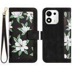 For Honor 600 Smart 5G / X7e Plus 5G Case PU Leather Floral Phone Cover with Card Slots and Wrist Strap