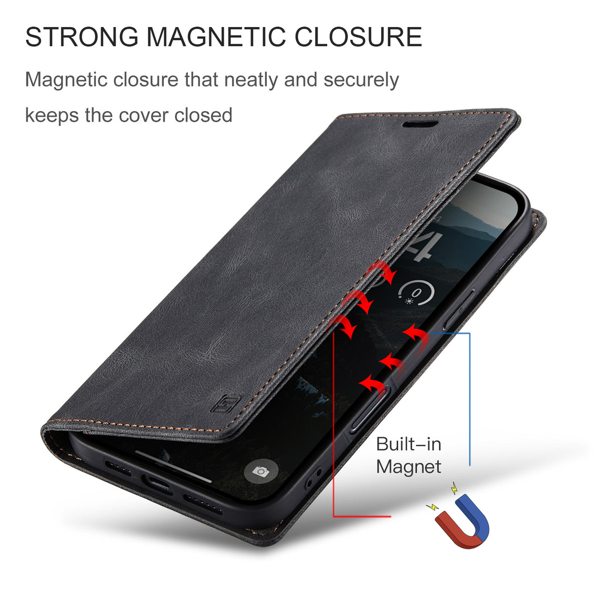 AUTSPACE for iPhone 17 Wallet Case A01 Leather Stand Cover with RFID Blocking Card Holder