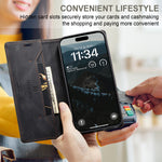AUTSPACE for iPhone 17 Wallet Case A01 Leather Stand Cover with RFID Blocking Card Holder