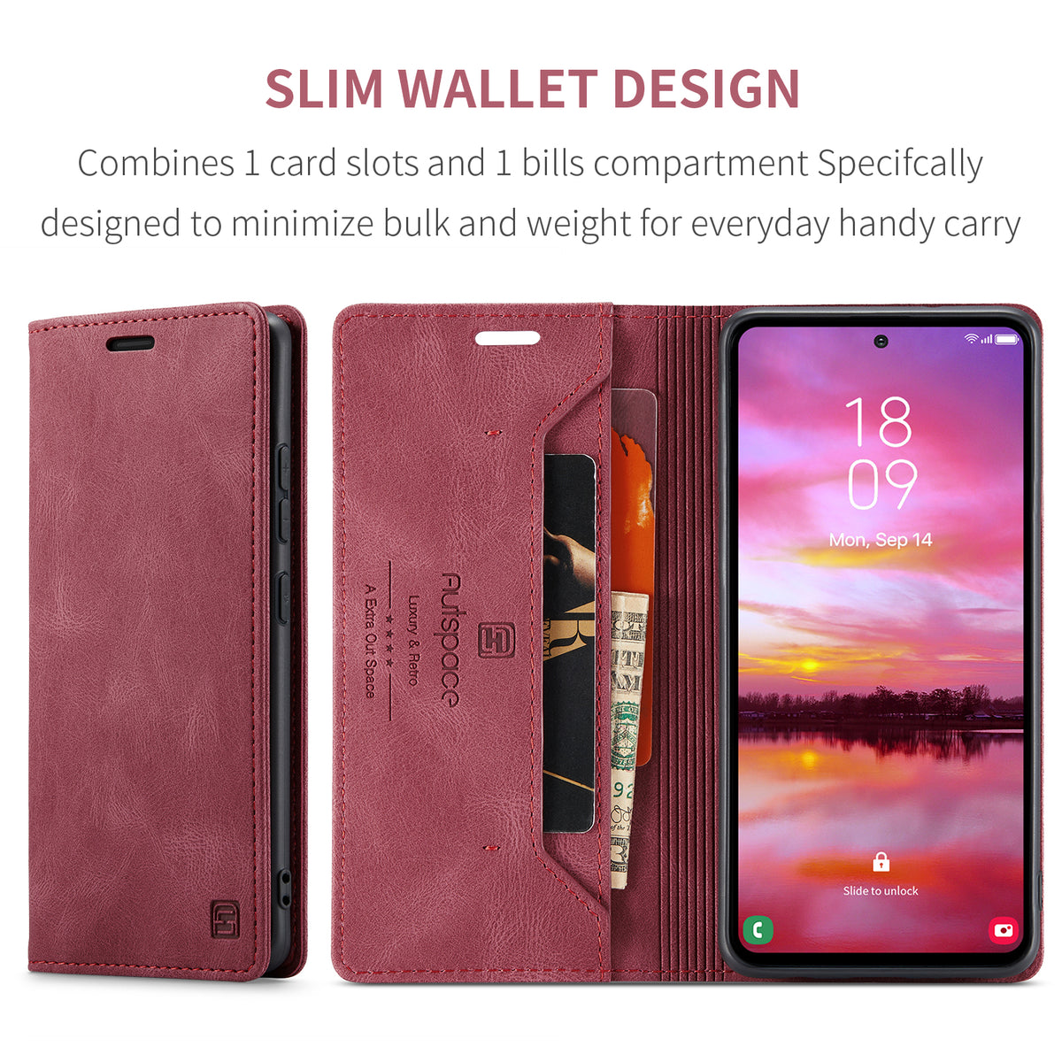 AUTSPACE for Samsung Galaxy S26+ Wallet Case  A01 Leather Stand Cover with RFID Blocking Card Holder