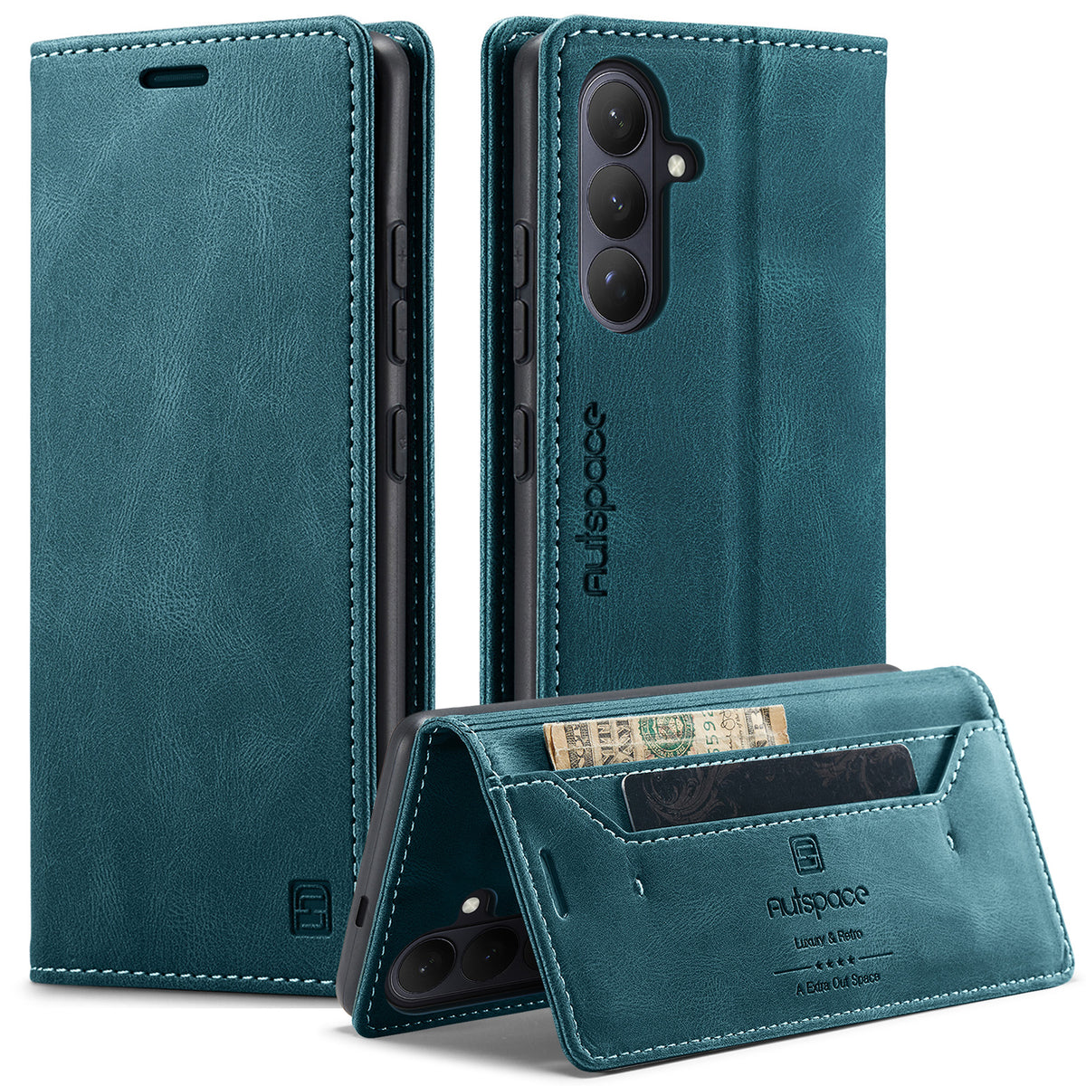 AUTSPACE for Samsung Galaxy S26+ Wallet Case  A01 Leather Stand Cover with RFID Blocking Card Holder