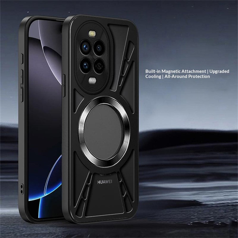 Huawei nova 16z 5G magnetiskt skal ihåligt värmeavledande silikon + PC + metallstötfångare mobilskal