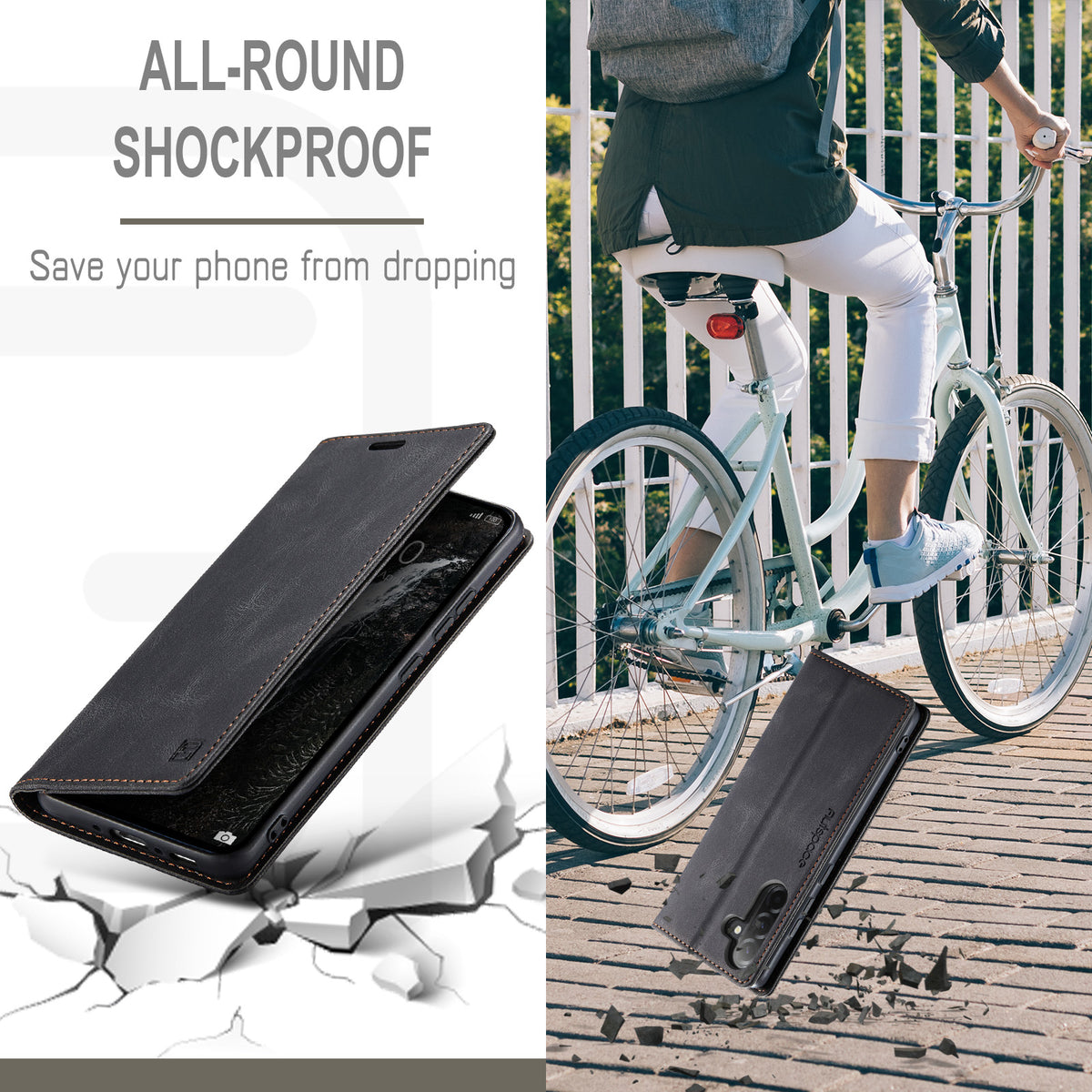 AUTSPACE til Samsung Galaxy A37 5G Pung Etui A01 Læder Stand Cover med RFID Blokerende Kortlomme