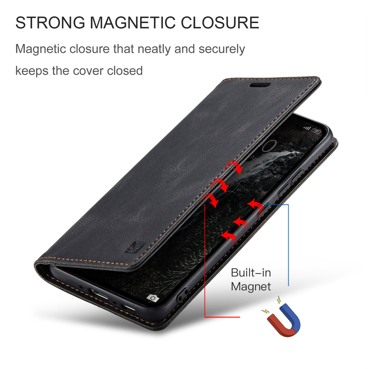 AUTSPACE til Samsung Galaxy A37 5G Pung Etui A01 Læder Stand Cover med RFID Blokerende Kortlomme