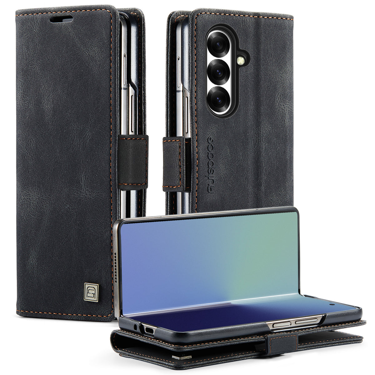 AUTSPACE til Samsung Galaxy Z Fold8 Ultra Pung Etui A01 Læder Stand Cover med RFID Blokerende Kortlomme