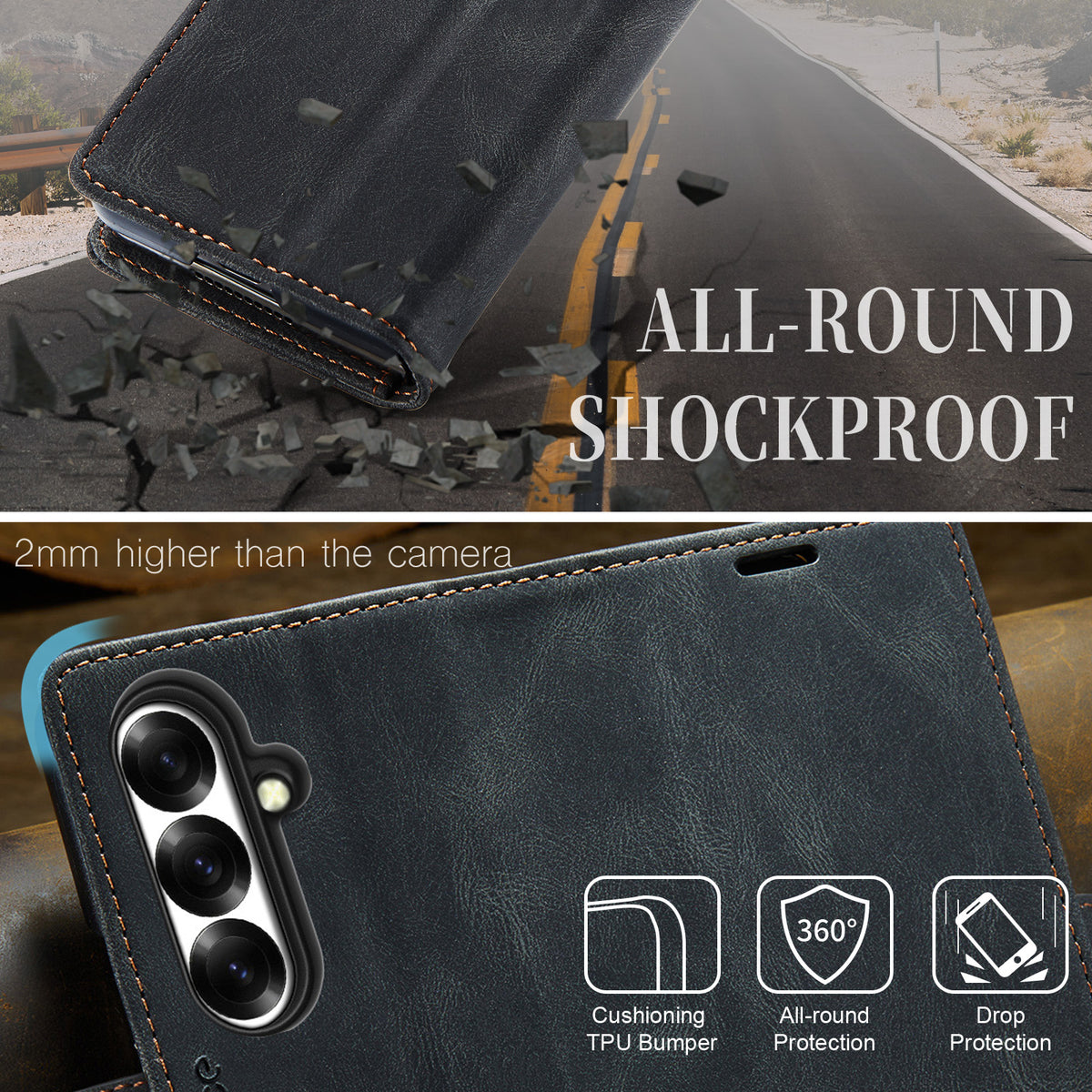 AUTSPACE til Samsung Galaxy Z Fold8 Ultra Pung Etui A01 Læder Stand Cover med RFID Blokerende Kortlomme