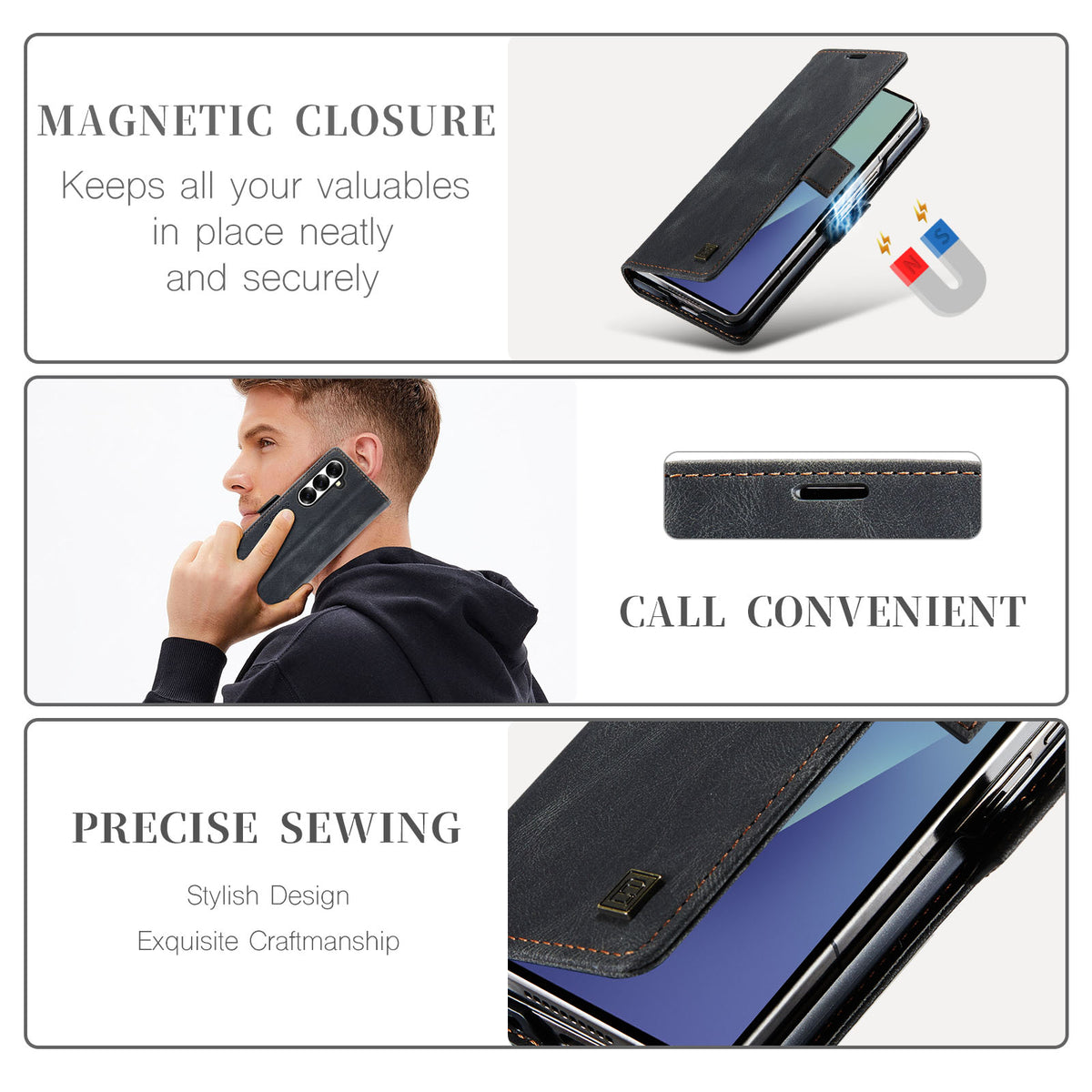 AUTSPACE til Samsung Galaxy Z Fold8 Ultra Pung Etui A01 Læder Stand Cover med RFID Blokerende Kortlomme