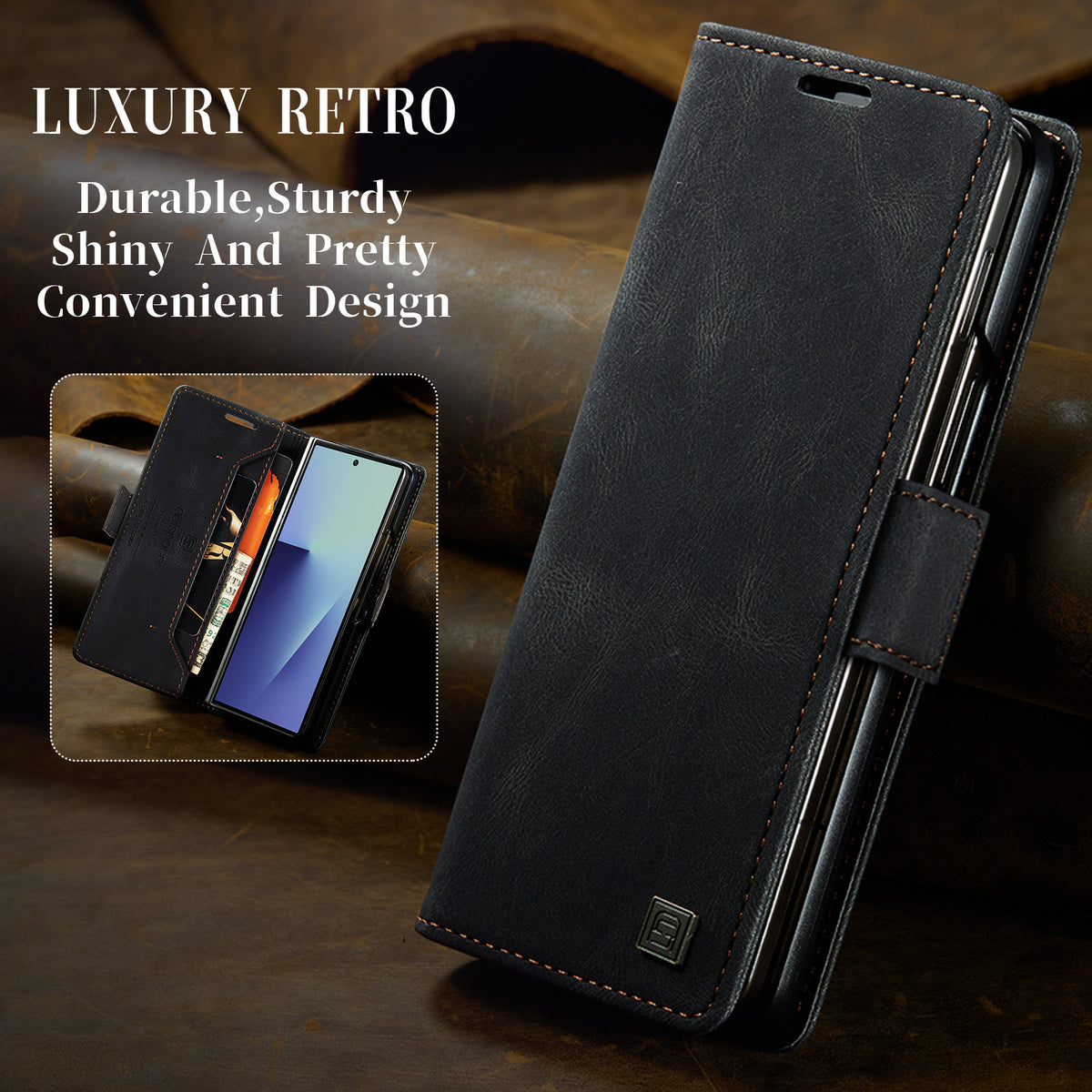 AUTSPACE til Samsung Galaxy Z Fold8 Ultra Pung Etui A01 Læder Stand Cover med RFID Blokerende Kortlomme
