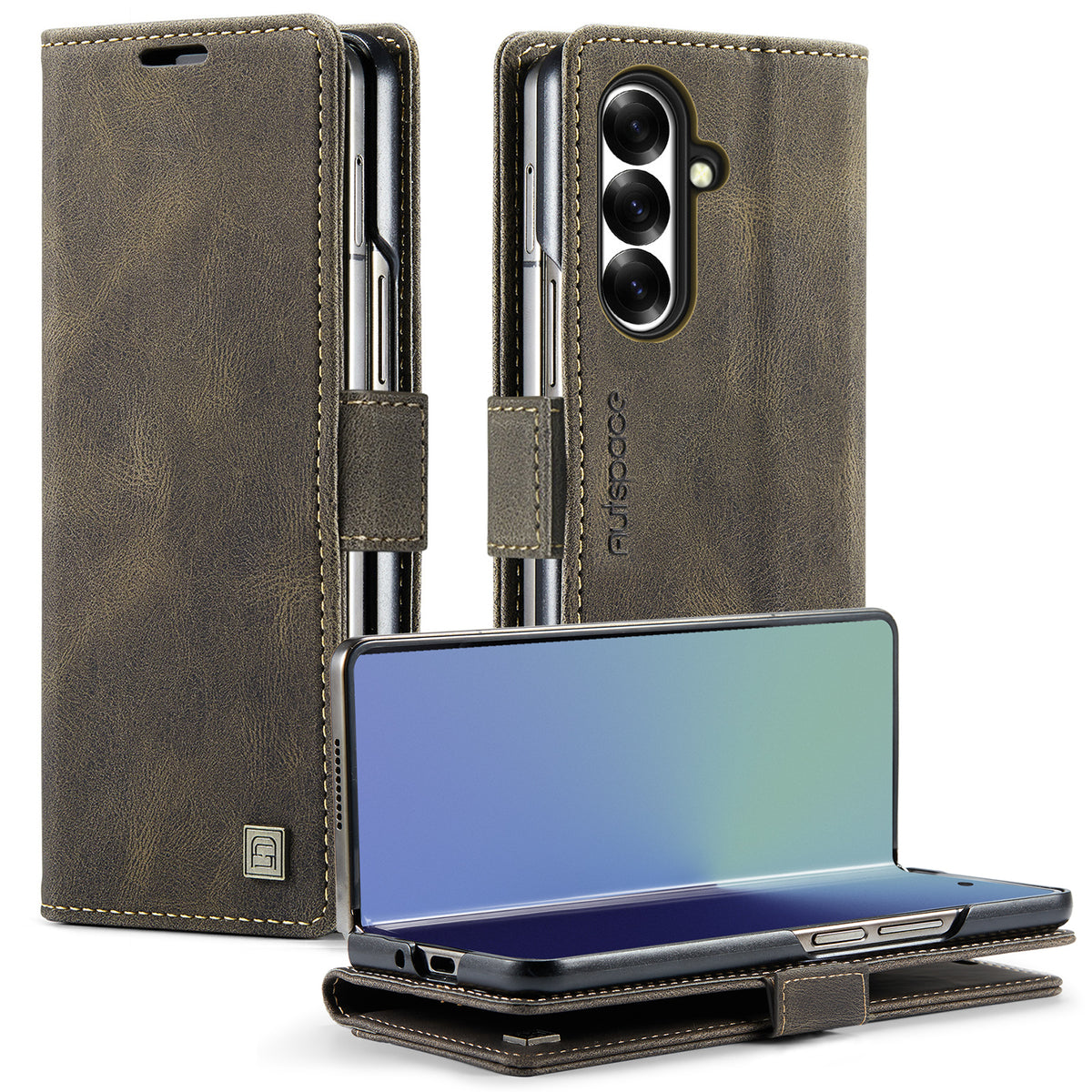 AUTSPACE til Samsung Galaxy Z Fold8 Ultra Pung Etui A01 Læder Stand Cover med RFID Blokerende Kortlomme