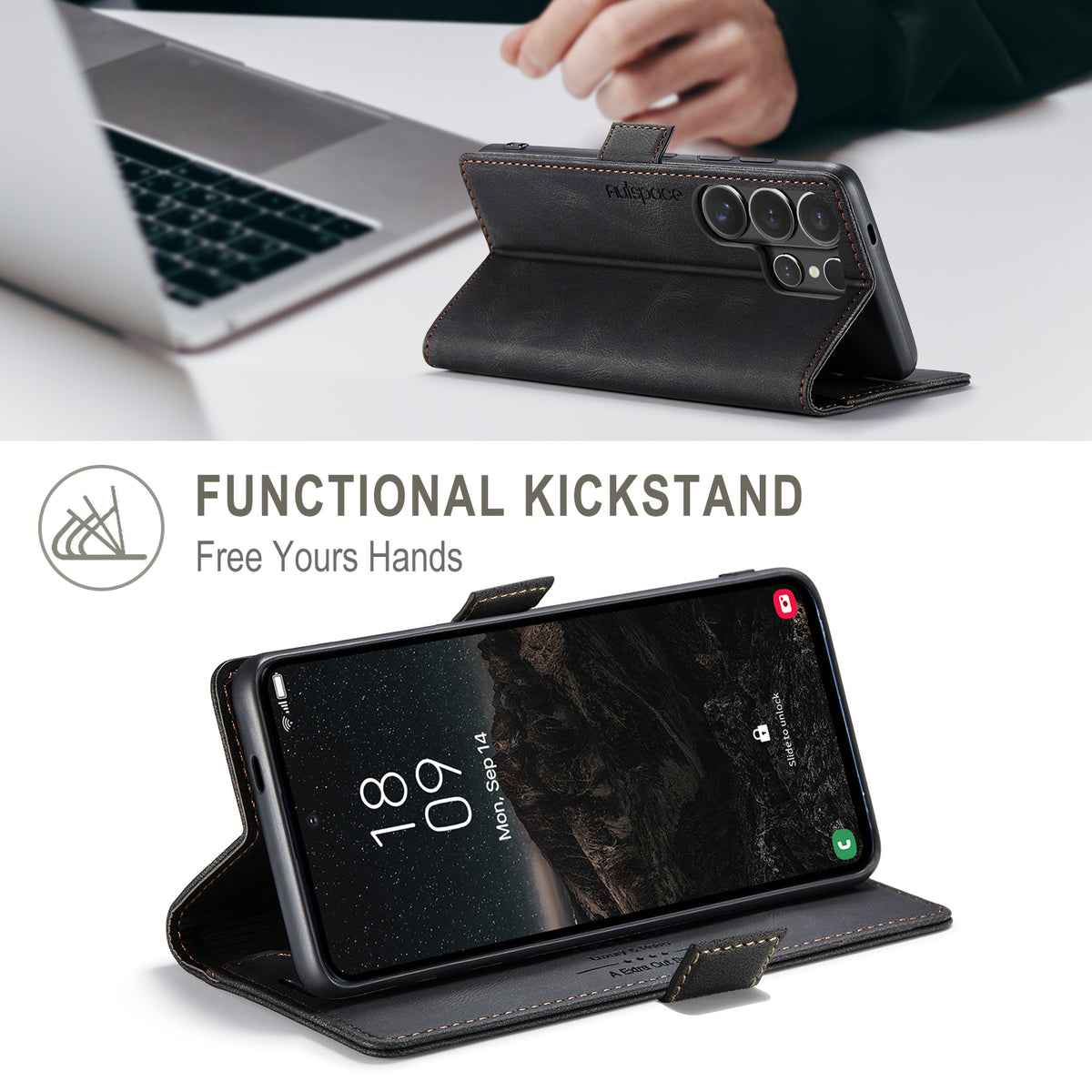 AUTSPACE for Samsung Galaxy S26 Ultra Wallet Case  A01 Leather Stand Cover with RFID Blocking Card Holder