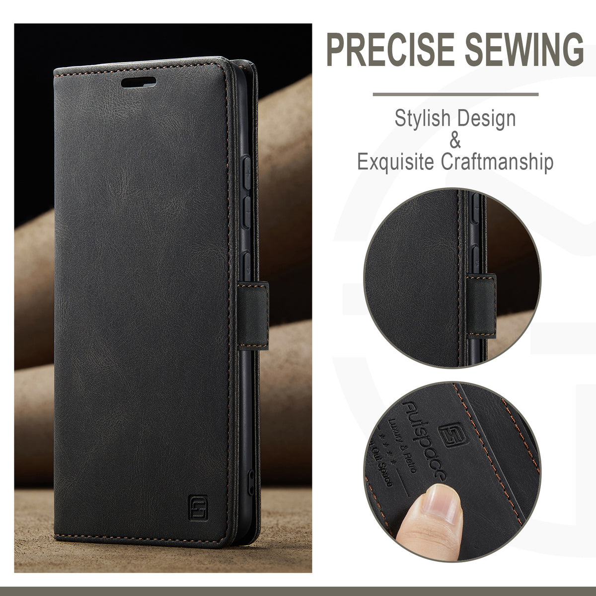 AUTSPACE for Samsung Galaxy S26 Ultra Wallet Case  A01 Leather Stand Cover with RFID Blocking Card Holder