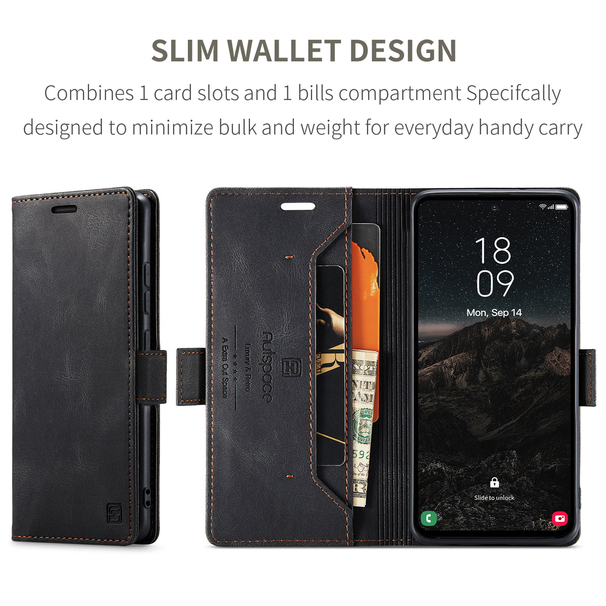 AUTSPACE for Samsung Galaxy S26 Ultra Wallet Case  A01 Leather Stand Cover with RFID Blocking Card Holder