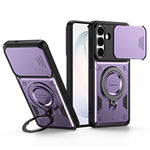 For Samsung Galaxy A27 5G Case with Slide Lens Cover Rotatable Kickstand Shockproof TPU + PC Phone Shell