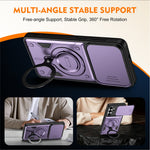 For Samsung Galaxy A27 5G Case with Slide Lens Cover Rotatable Kickstand Shockproof TPU + PC Phone Shell