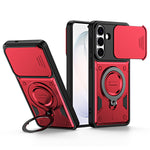 For Samsung Galaxy A27 5G Case with Slide Lens Cover Rotatable Kickstand Shockproof TPU + PC Phone Shell