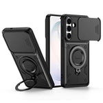 For Samsung Galaxy A27 5G Case with Slide Lens Cover Rotatable Kickstand Shockproof TPU + PC Phone Shell
