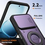For Oppo A6 4G / A6x 5G (India) Case with Slide Lens Cover Rotatable Kickstand Shockproof TPU + PC Phone Shell