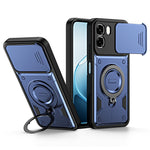 For Oppo A6 4G / A6x 5G (India) Case with Slide Lens Cover Rotatable Kickstand Shockproof TPU + PC Phone Shell