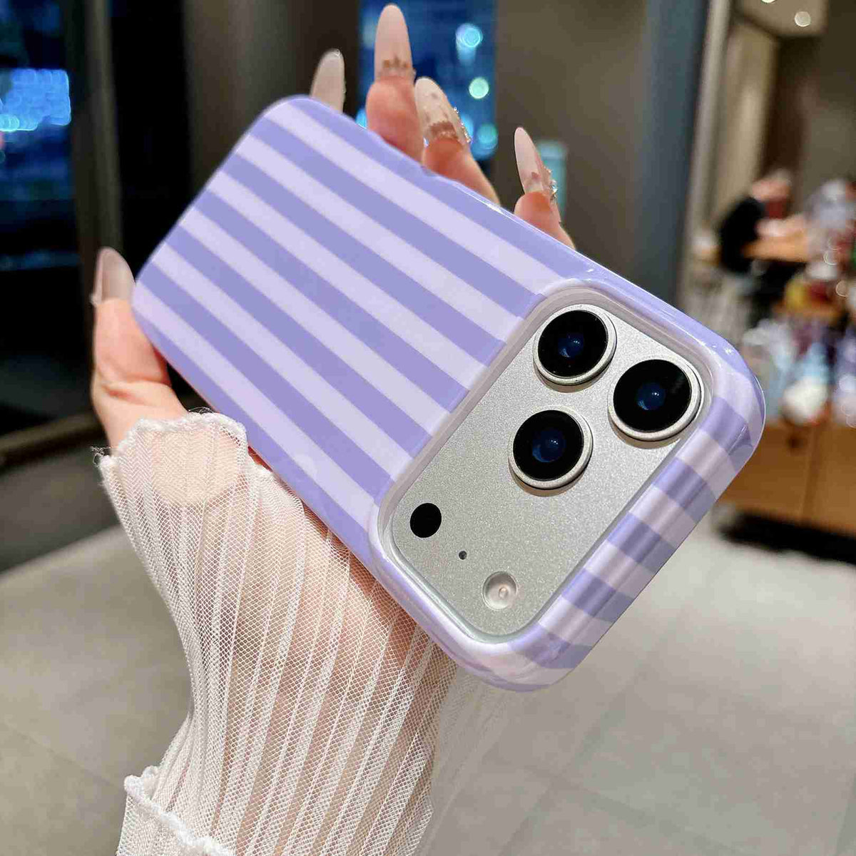 For iPhone 18 Pro Max / 17 Pro Max Case IMD Stripe TPU Full Coverage Shockproof Phone Protective Cover