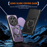 Phone Case with Slide Lens Cover For Xiaomi Redmi Note 15 4G (Global) / Note 15 5G (Global) / Poco M8 5G , Rotatable Kickstand Shockproof TPU + PC Phone Shell