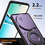 Phone Case with Slide Lens Cover For Xiaomi Redmi Note 15 4G (Global) / Note 15 5G (Global) / Poco M8 5G , Rotatable Kickstand Shockproof TPU + PC Phone Shell