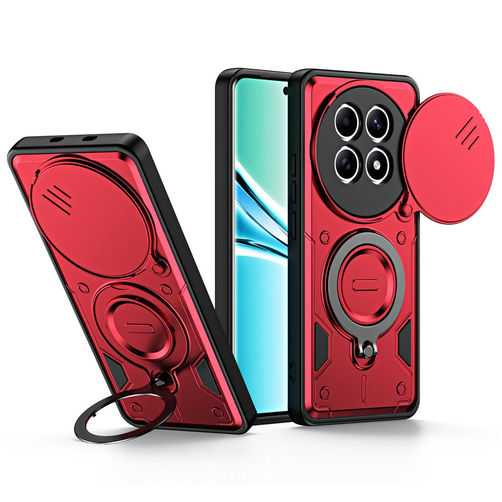 Phone Case with Slide Lens Cover For Xiaomi Redmi Note 15 4G (Global) / Note 15 5G (Global) / Poco M8 5G , Rotatable Kickstand Shockproof TPU + PC Phone Shell