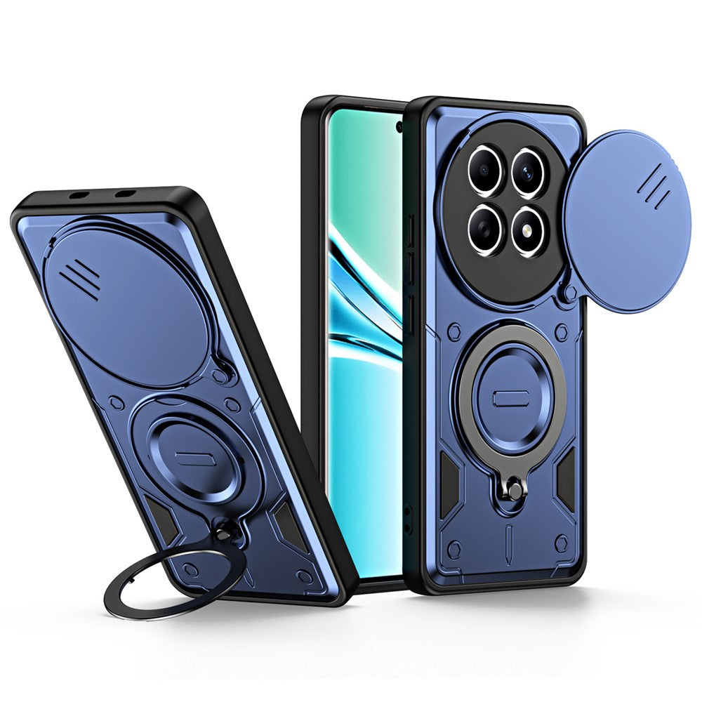 Phone Case with Slide Lens Cover For Xiaomi Redmi Note 15 4G (Global) / Note 15 5G (Global) / Poco M8 5G , Rotatable Kickstand Shockproof TPU + PC Phone Shell
