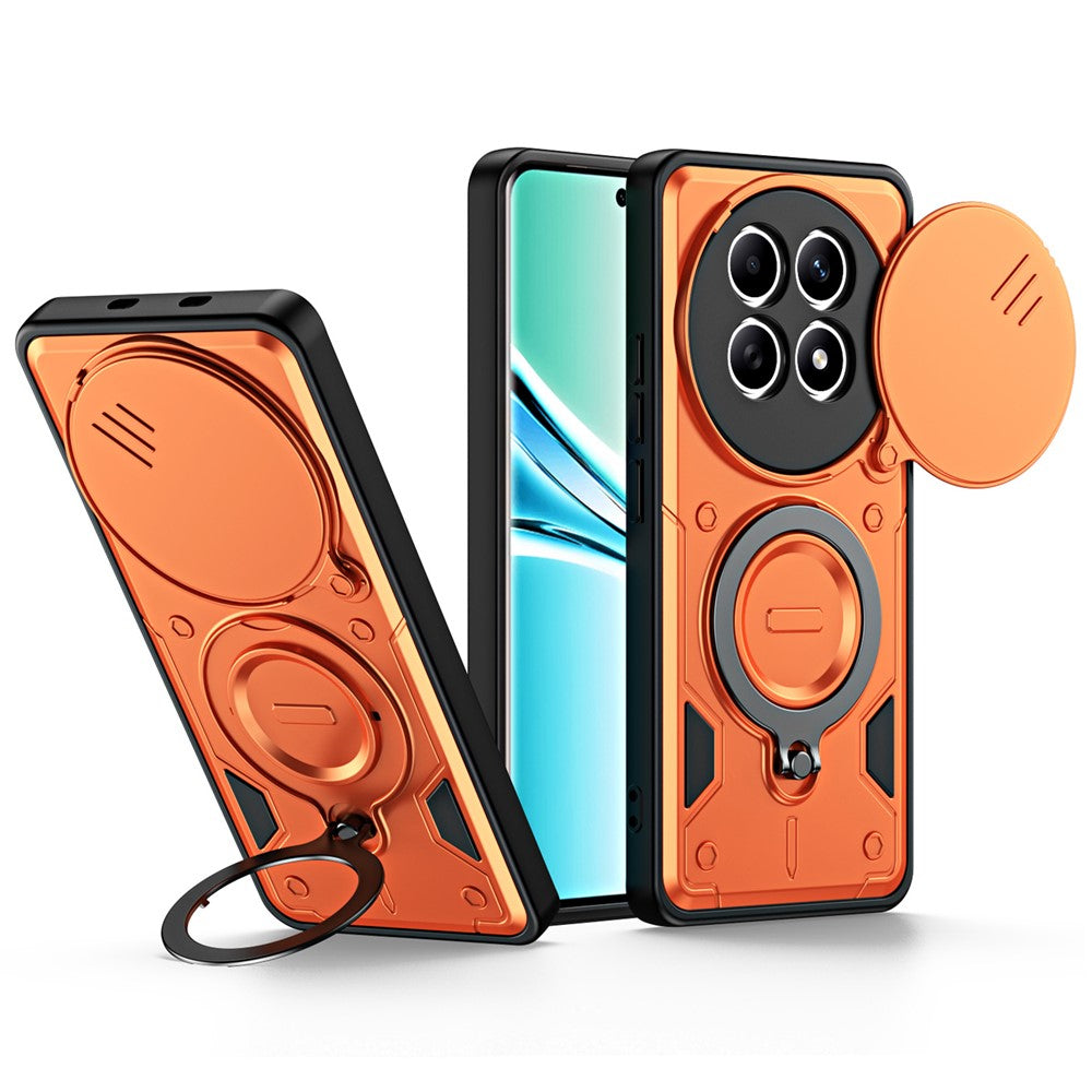Phone Case with Slide Lens Cover For Xiaomi Redmi Note 15 4G (Global) / Note 15 5G (Global) / Poco M8 5G , Rotatable Kickstand Shockproof TPU + PC Phone Shell