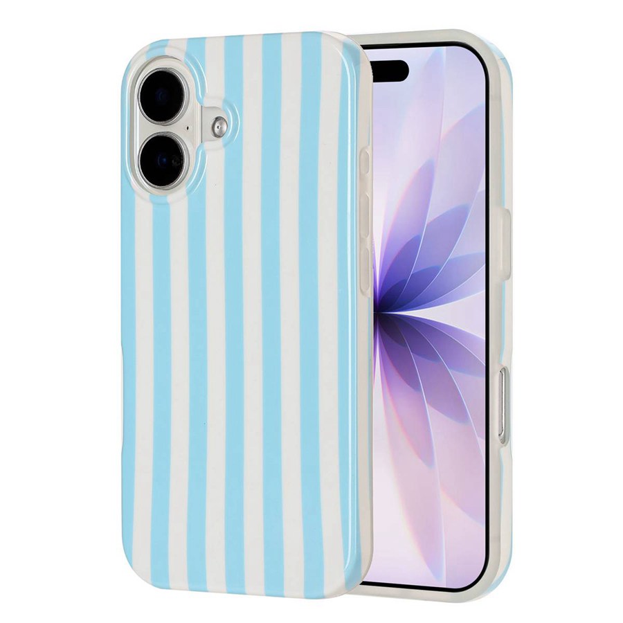 For iPhone 16 Plus Case IMD Stripe TPU Full Coverage Shockproof Phone Protective Cover