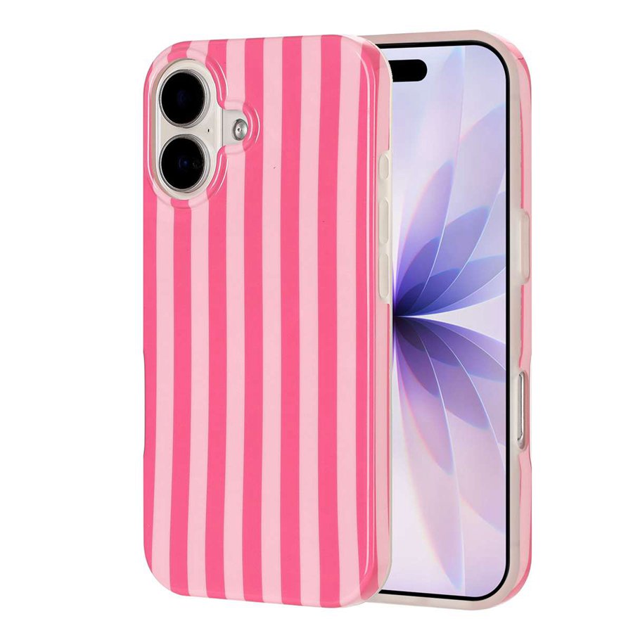 For iPhone 16 Plus Case IMD Stripe TPU Full Coverage Shockproof Phone Protective Cover