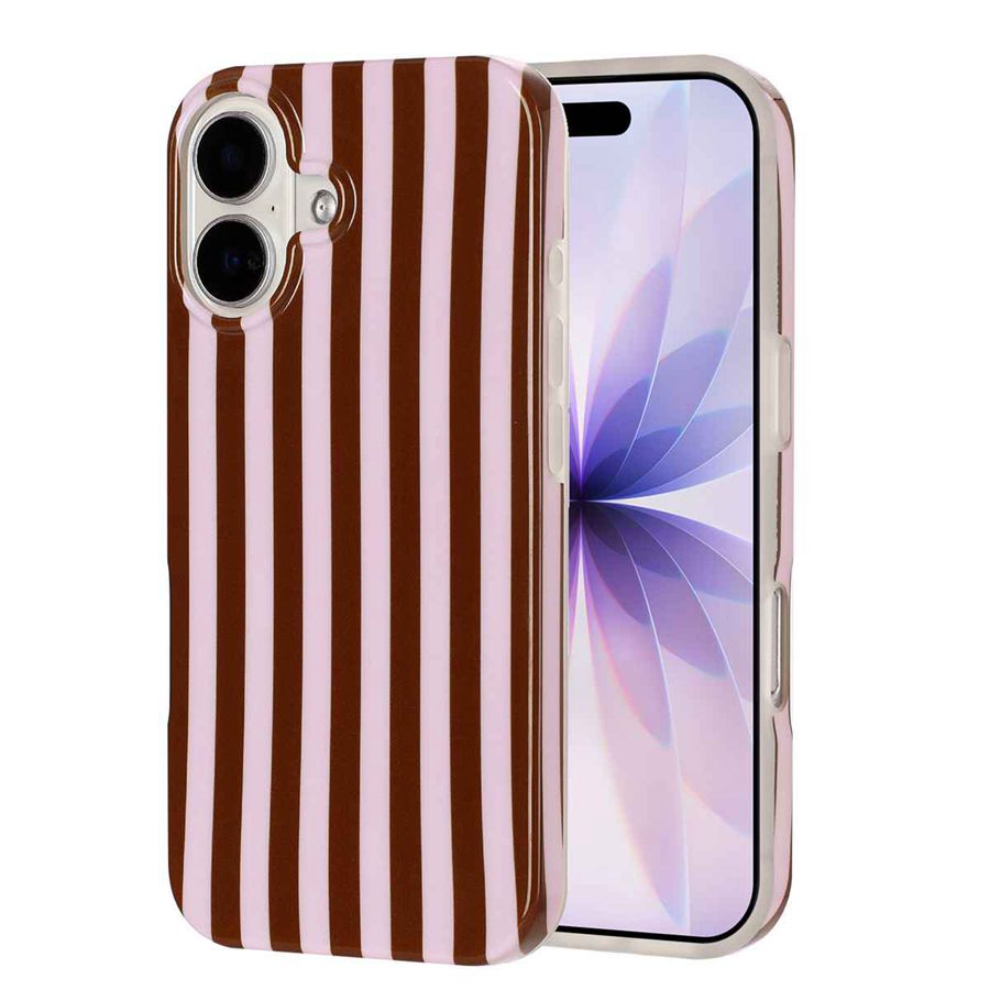 For iPhone 16 Plus Case IMD Stripe TPU Full Coverage Shockproof Phone Protective Cover