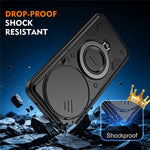 For Xiaomi Redmi Note 15 Pro 5G (Global) Case with Slide Lens Cover Rotatable Kickstand Shockproof TPU + PC Phone Shell