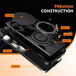 For Xiaomi Redmi Note 15 Pro 5G (Global) Case with Slide Lens Cover Rotatable Kickstand Shockproof TPU + PC Phone Shell