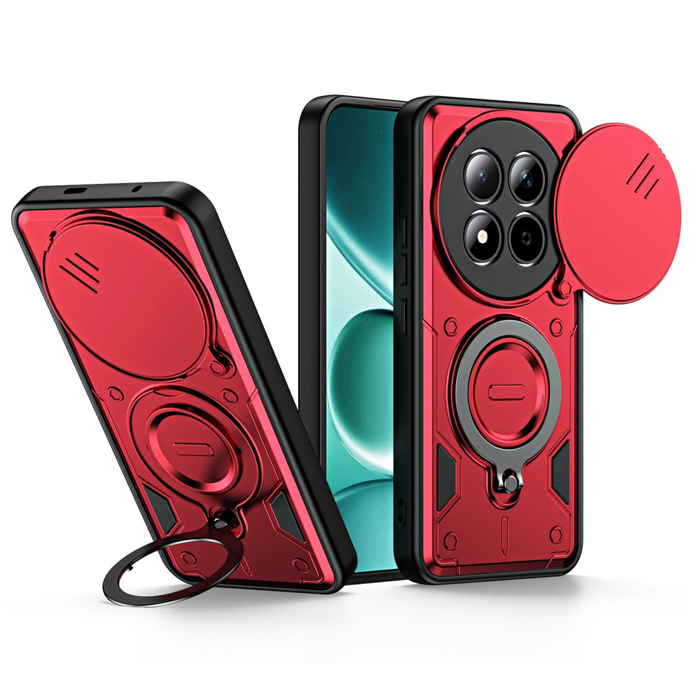 For Xiaomi Redmi Note 15 Pro 5G (Global) Case with Slide Lens Cover Rotatable Kickstand Shockproof TPU + PC Phone Shell
