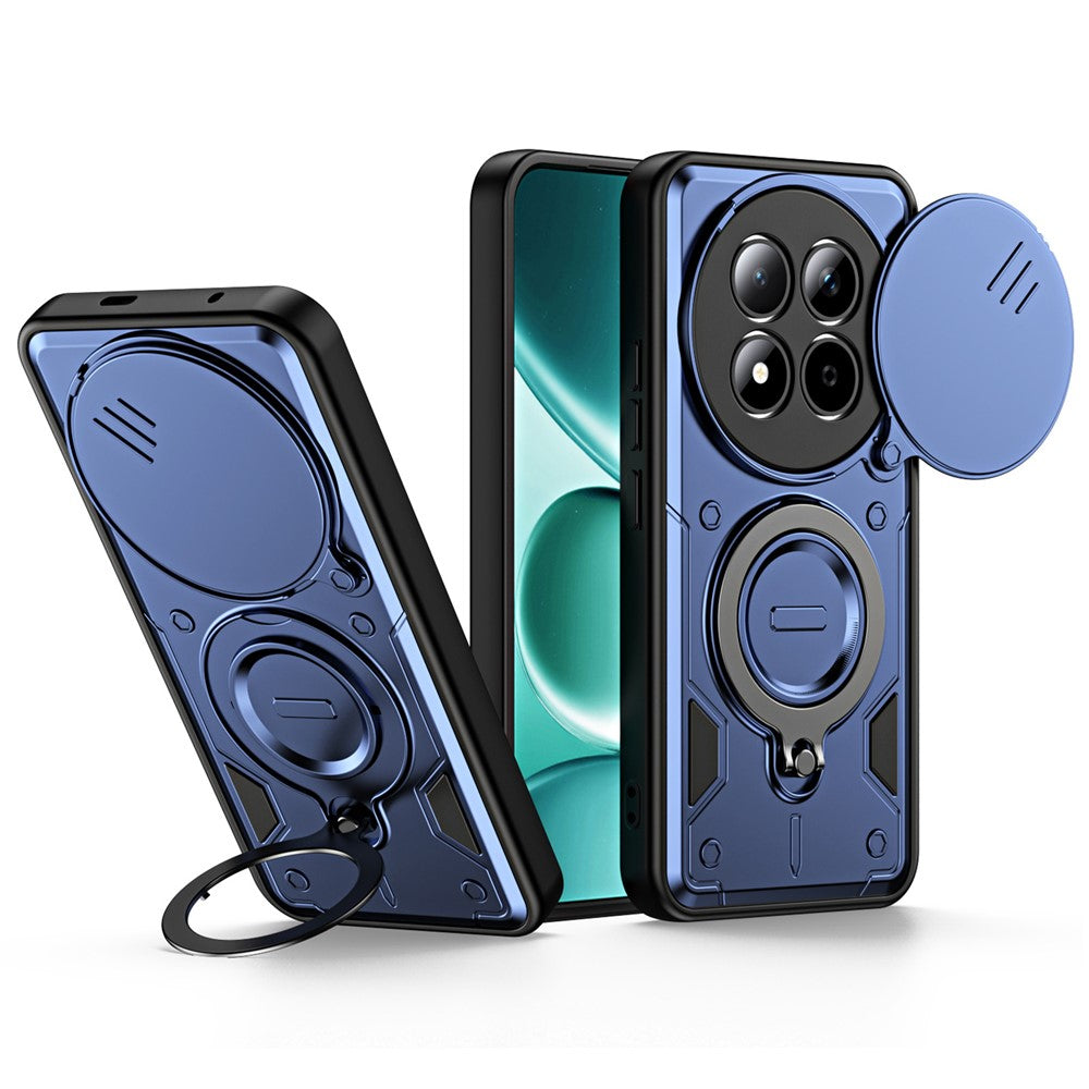 For Xiaomi Redmi Note 15 Pro 5G (Global) Case with Slide Lens Cover Rotatable Kickstand Shockproof TPU + PC Phone Shell