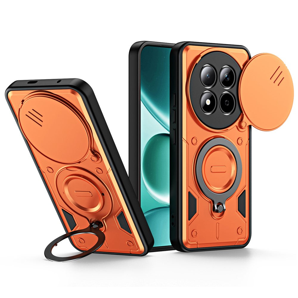 For Xiaomi Redmi Note 15 Pro 5G (Global) Case with Slide Lens Cover Rotatable Kickstand Shockproof TPU + PC Phone Shell