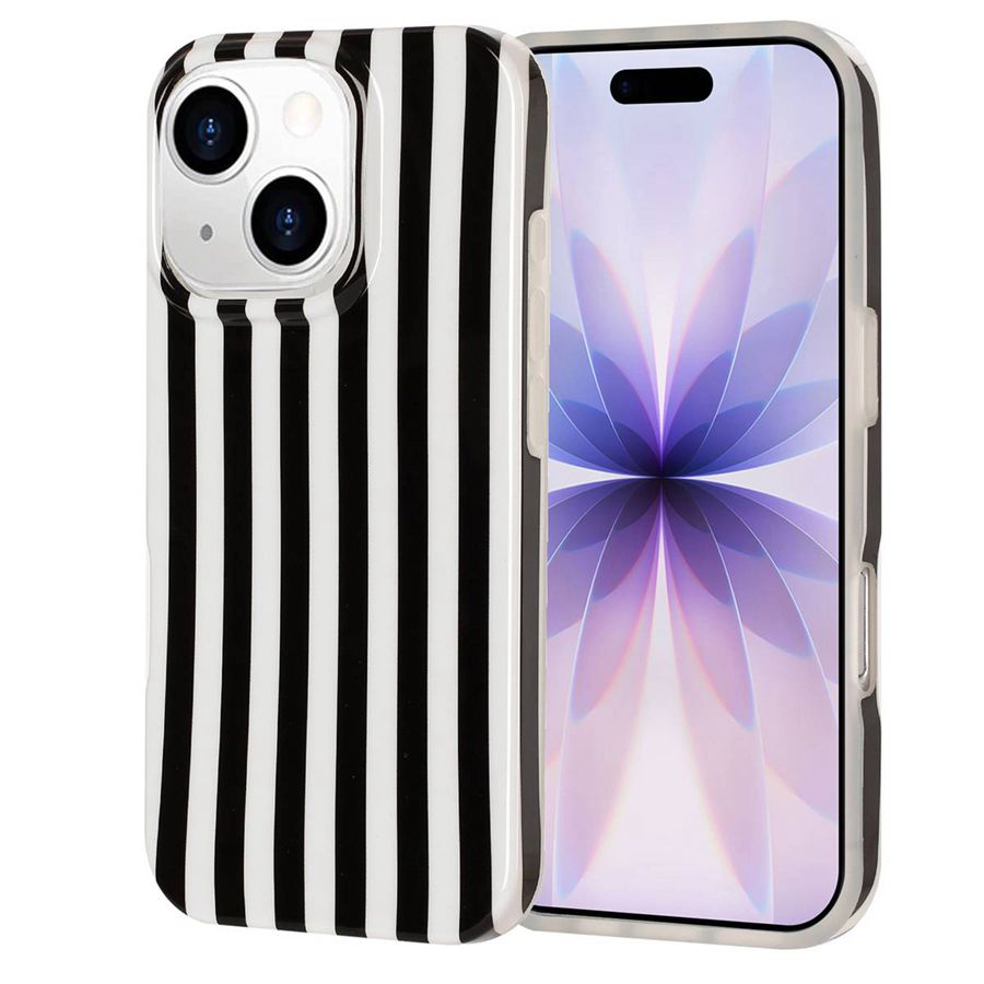Til iPhone 13 / iPhone 14 Cover IMD Stribet TPU Fuld Dækning Stødsikkert Beskyttelsescover