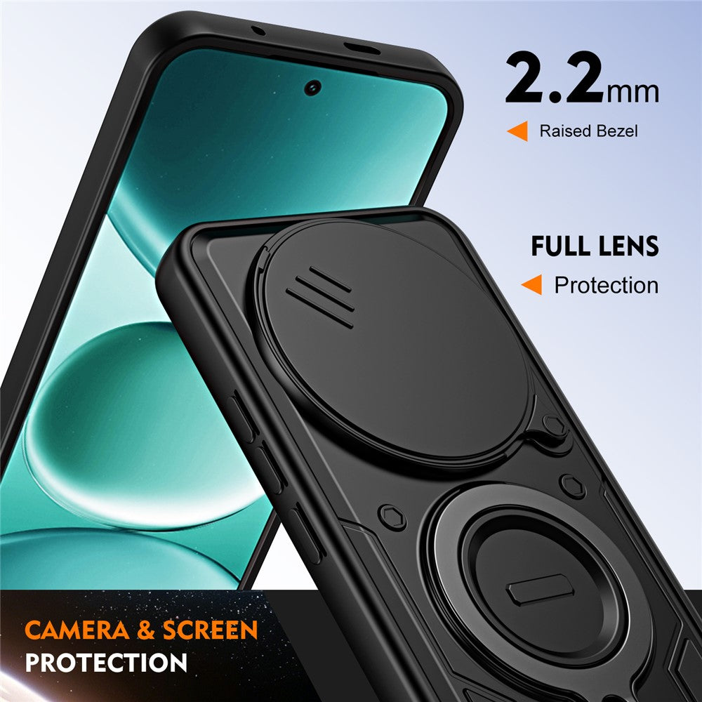 For Xiaomi Redmi Note 15 Pro+ 5G (Global) / Poco M8 Pro 5G Case with Slide Lens Cover Rotatable Kickstand Shockproof TPU + PC Phone Shell