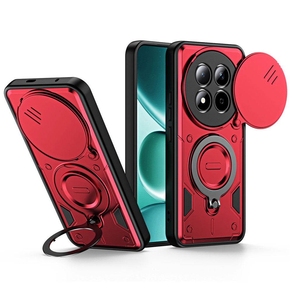 For Xiaomi Redmi Note 15 Pro+ 5G (Global) / Poco M8 Pro 5G Case with Slide Lens Cover Rotatable Kickstand Shockproof TPU + PC Phone Shell