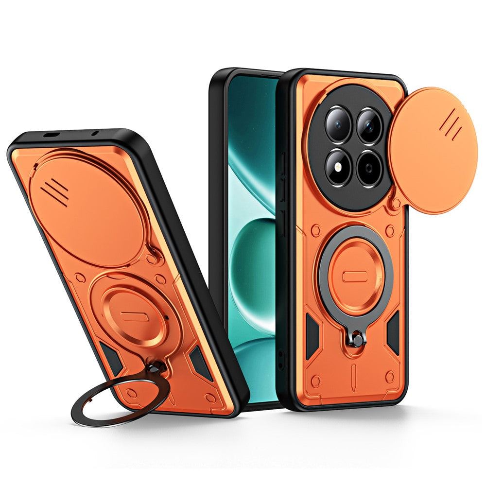 For Xiaomi Redmi Note 15 Pro+ 5G (Global) / Poco M8 Pro 5G Case with Slide Lens Cover Rotatable Kickstand Shockproof TPU + PC Phone Shell