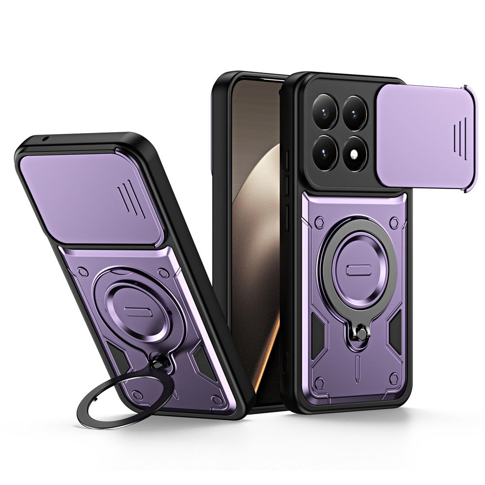 Xiaomi 17-skal med glidande linsskydd, roterbart stöd, stötsäkert TPU + PC-mobilskal