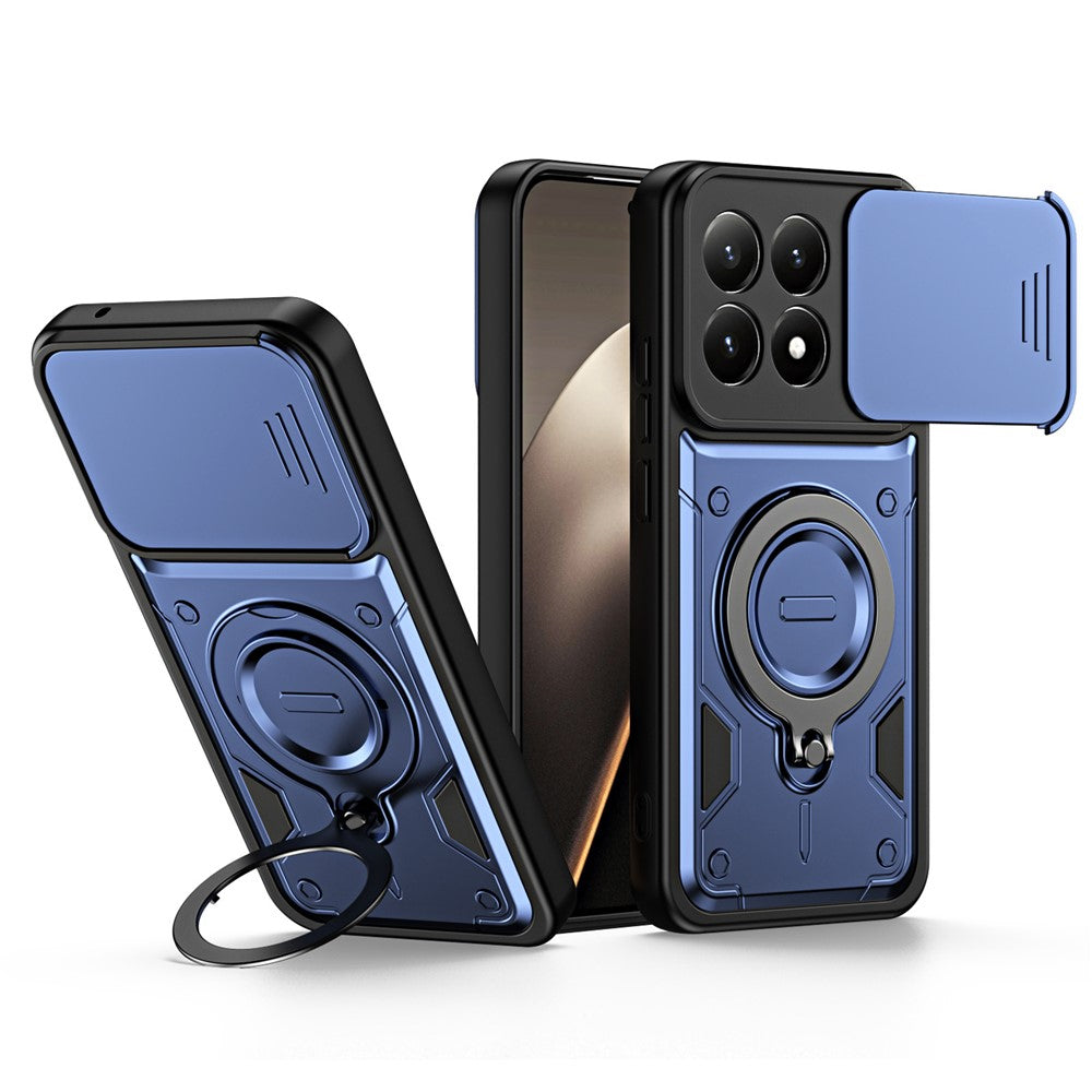 Xiaomi 17-skal med glidande linsskydd, roterbart stöd, stötsäkert TPU + PC-mobilskal