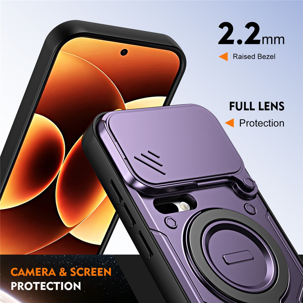 Xiaomi 17 Pro Max-skal med glidande linsskydd, roterbart stöd, stötsäkert TPU + PC-mobilskal