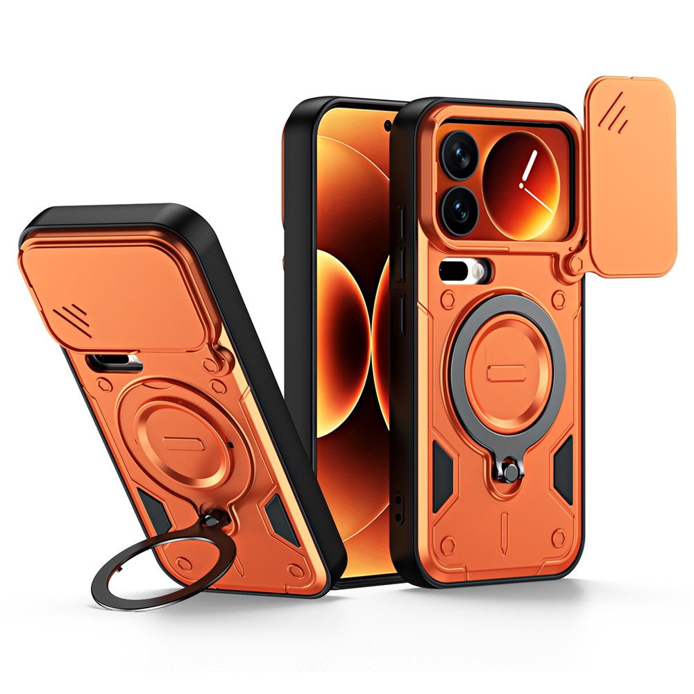 For Xiaomi 17 Pro Max Case with Slide Lens Cover Rotatable Kickstand Shockproof TPU + PC Phone Shell