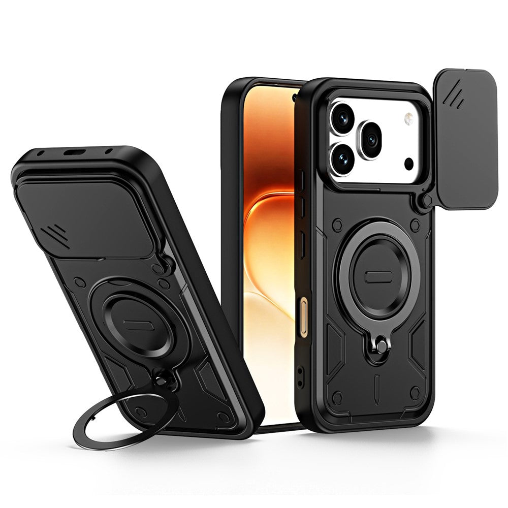 For Honor 600 5G / 600 Pro 5G Case with Slide Lens Cover Rotatable Kickstand Shockproof TPU + PC Phone Shell