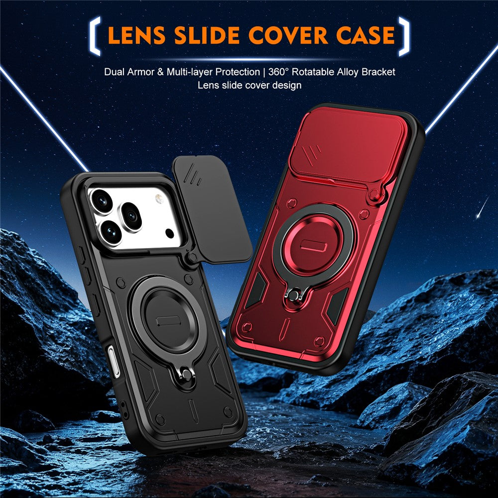 For Honor 600 5G / 600 Pro 5G Case with Slide Lens Cover Rotatable Kickstand Shockproof TPU + PC Phone Shell