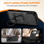 For Honor 600 5G / 600 Pro 5G Case with Slide Lens Cover Rotatable Kickstand Shockproof TPU + PC Phone Shell